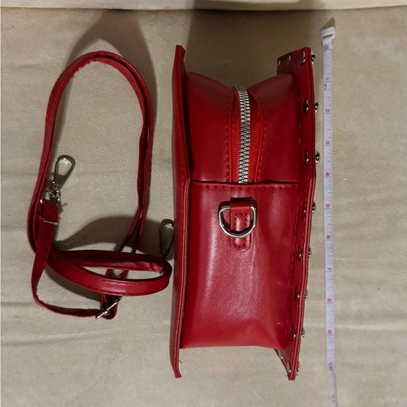 ๐ Red Coffin Crossbody Purse Bag with silver studs. ~9โ tall & ~3โ depth - Picture 10 of 10
